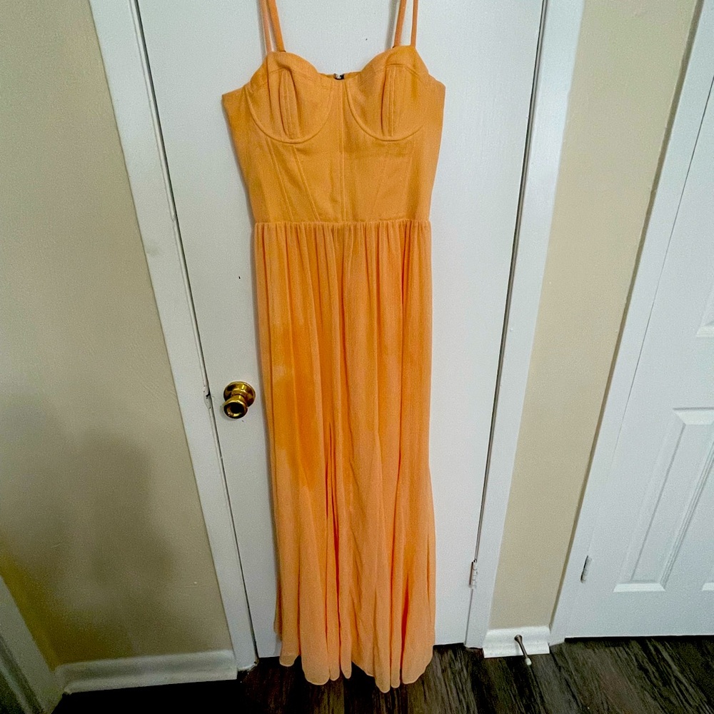 Alice+Olivia Peach Bustier Maxi Dress